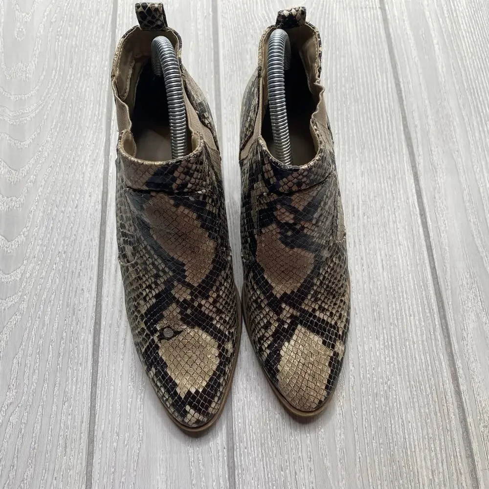 Altar'd State Women's Brynn Snake Print Faux Leather Slip On Boots Size 7.5